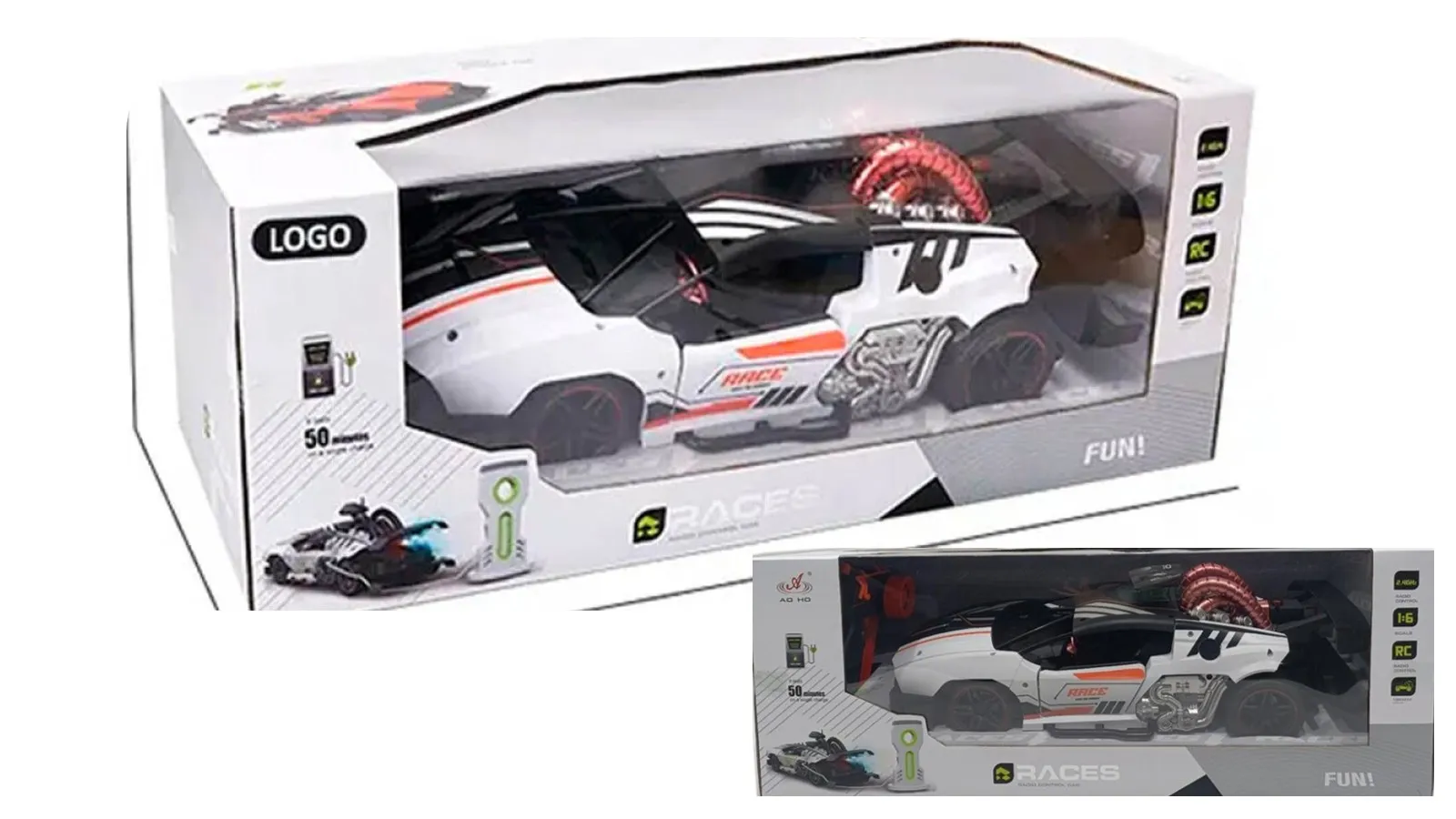 Радиоуправляема спортна кола със светлини и пушек 1:6